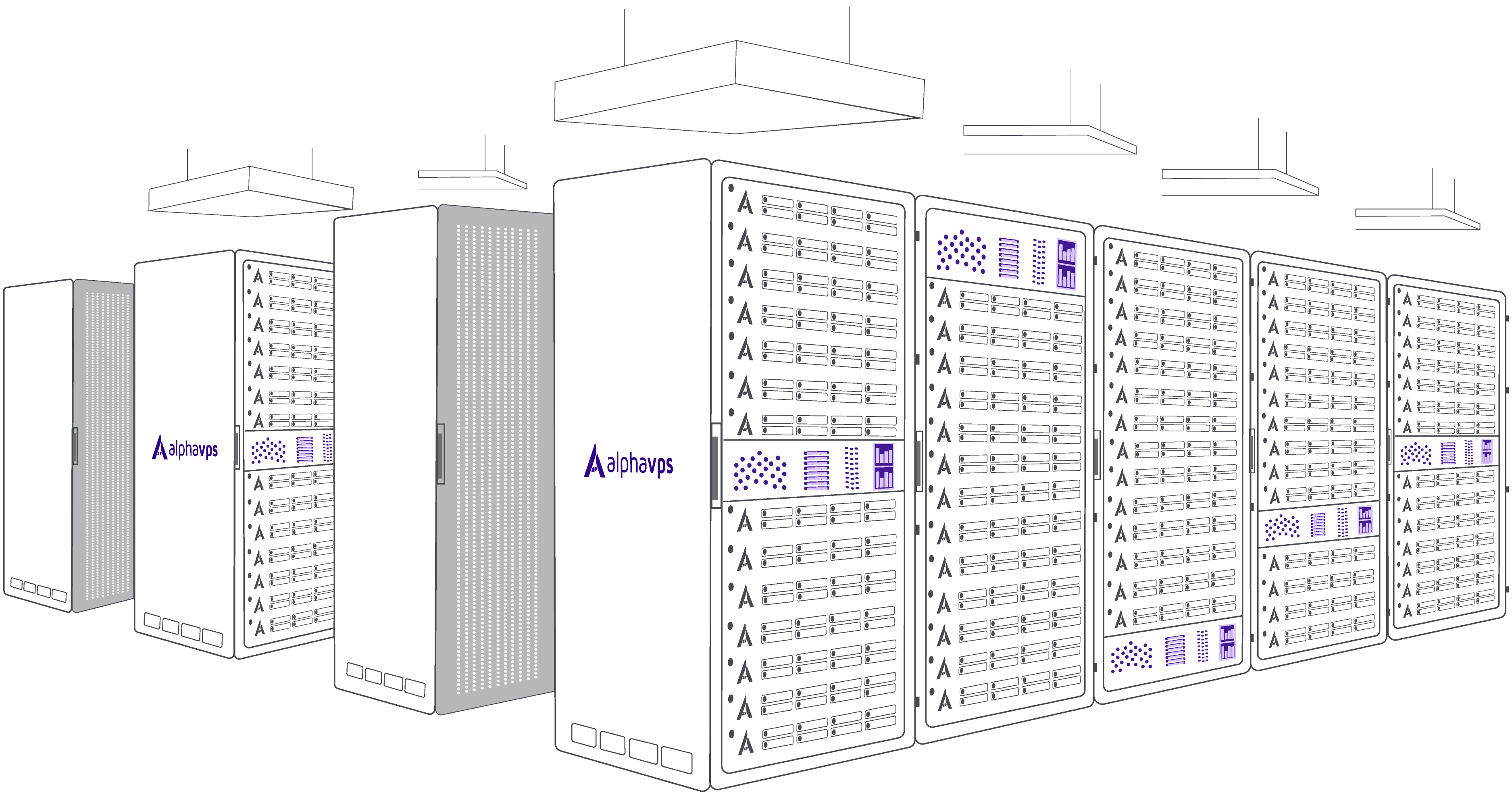 AlphaVPS enterprise server racks across 7 global datacenter locations
